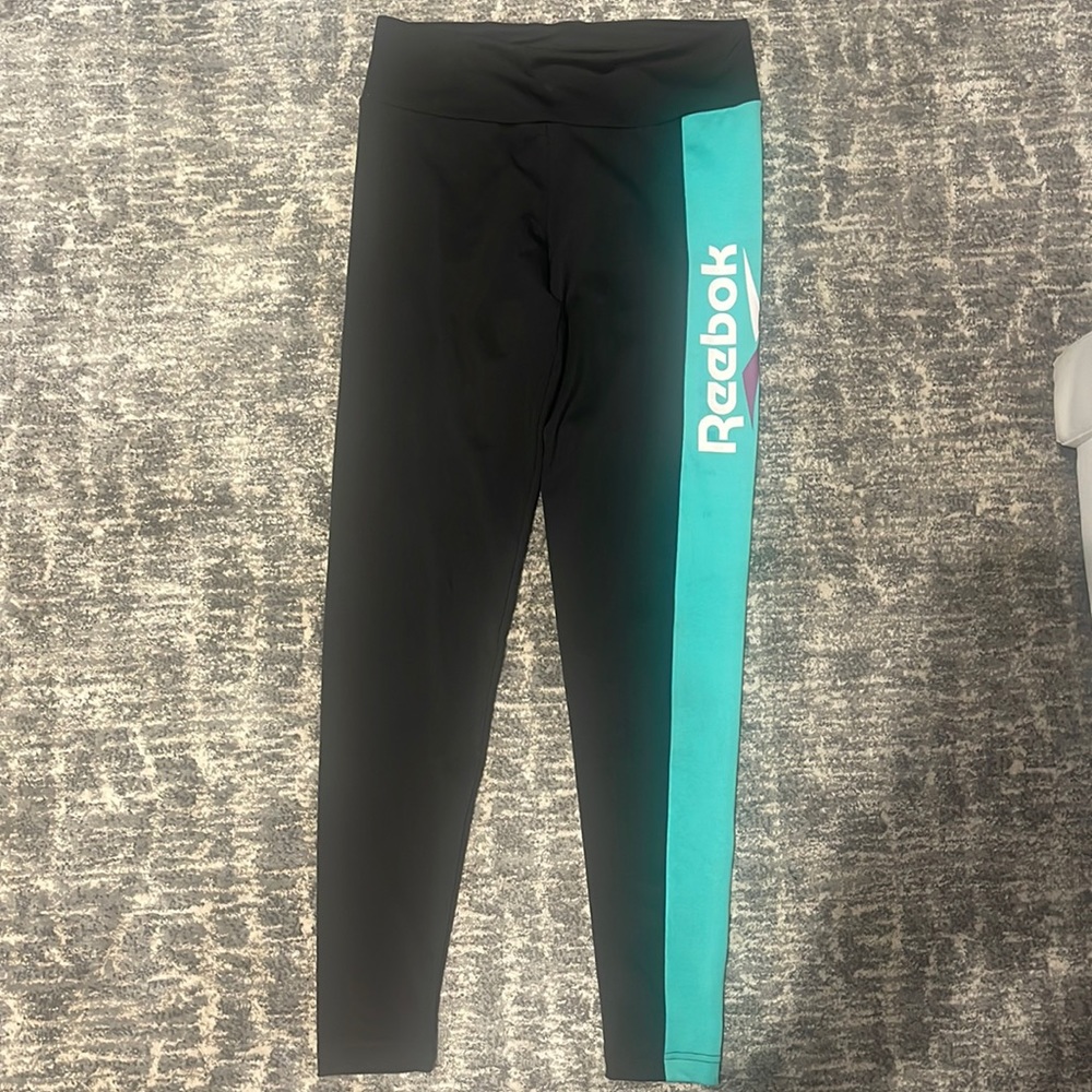 Reebok leggings. Light blue and black. Great, comfortable material.